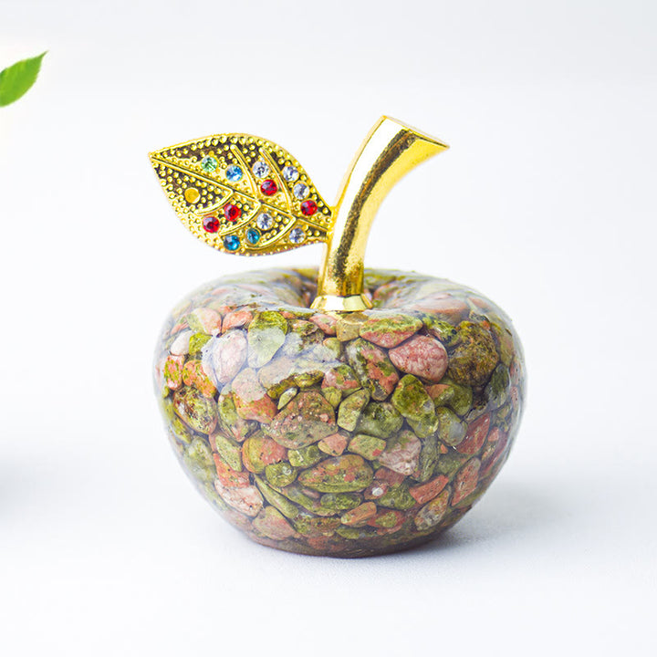 Decoración de manzana con gemas de hoja de oro epoxi de cristal Olivenorma