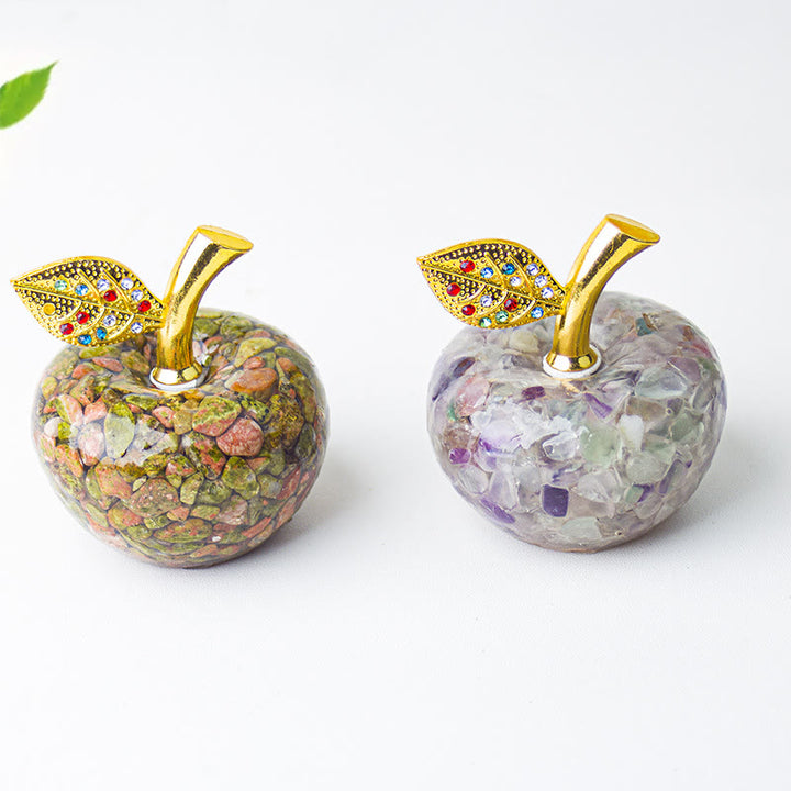 Decoración de manzana con gemas de hoja de oro epoxi de cristal Olivenorma