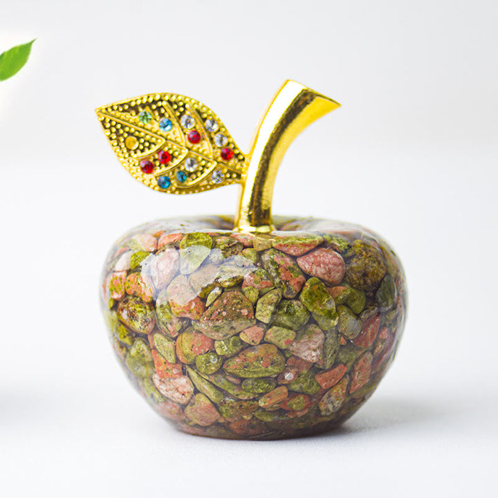 Decoración de manzana con gemas de hoja de oro epoxi de cristal Olivenorma