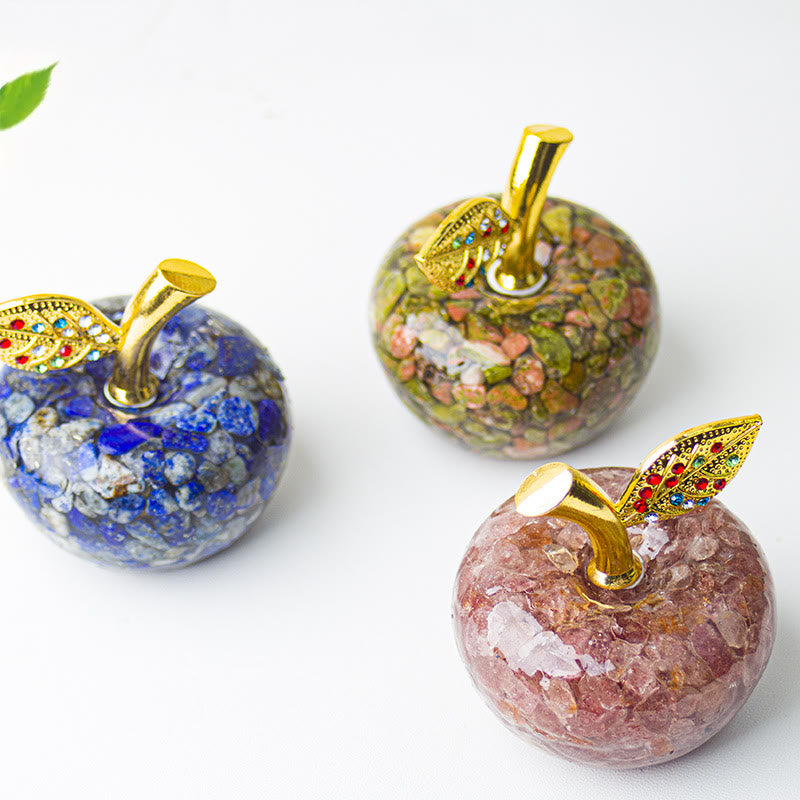 Decoración de manzana con gemas de hoja de oro epoxi de cristal Olivenorma