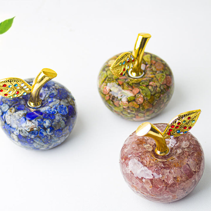 Decoración de manzana con gemas de hoja de oro epoxi de cristal Olivenorma
