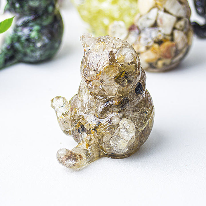 Decoración con gemas de gato en calor de cristal epoxi Olivenorma