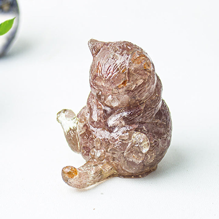 Decoración con gemas de gato en calor de cristal epoxi Olivenorma