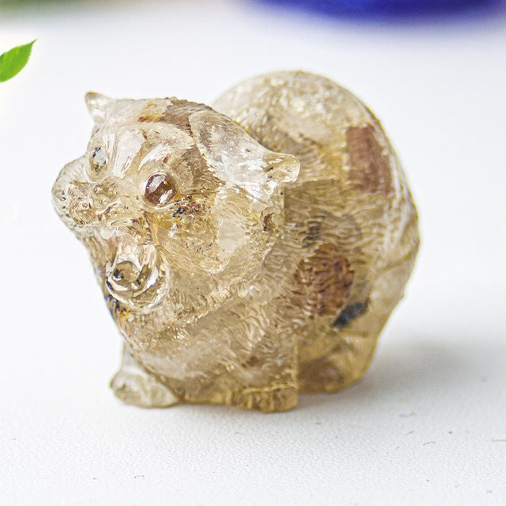 Decoración con piedras preciosas de cristal epoxi de Olivenorma : Gatos luchadores