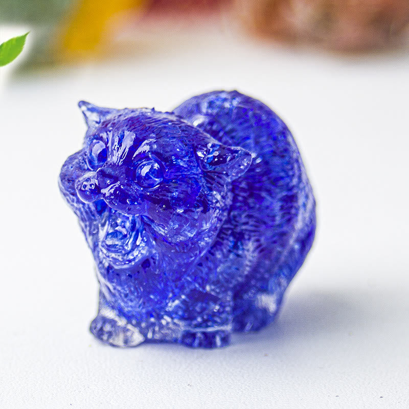 Decoración con piedras preciosas de cristal epoxi de Olivenorma : Gatos luchadores