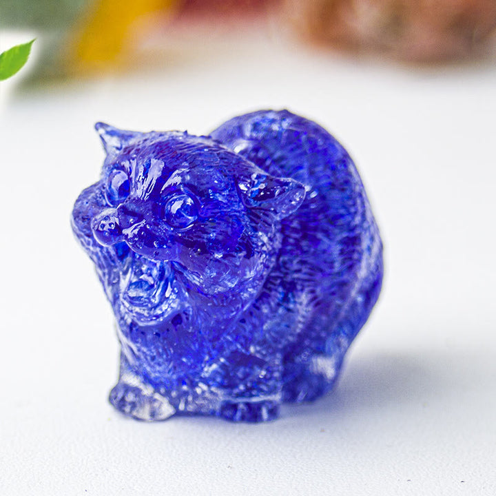 Decoración con piedras preciosas de cristal epoxi de Olivenorma : Gatos luchadores