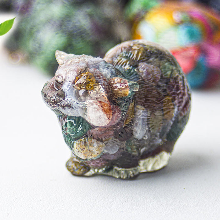 Decoración con piedras preciosas de cristal epoxi de Olivenorma : Gatos luchadores