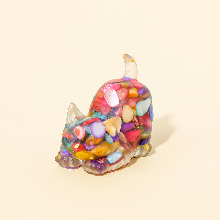 Decoración con gemas de gatito adorable de cristal epoxi Olivenorma