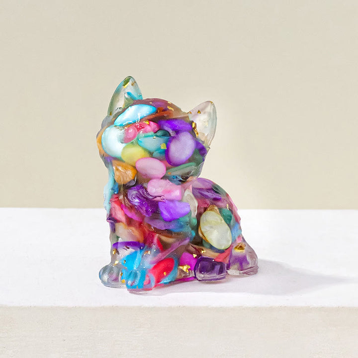 Decoración con gemas de gatito adorable de cristal epoxi Olivenorma