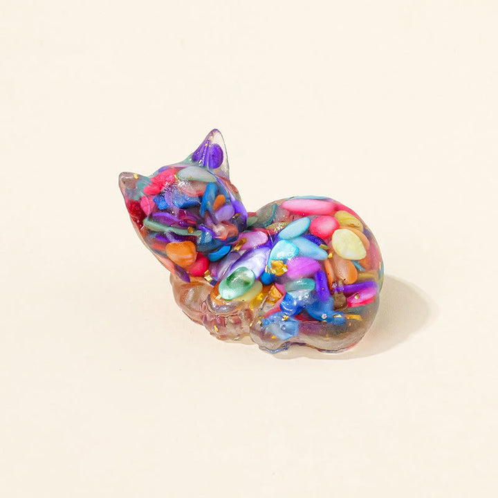 Decoración con gemas de gatito adorable de cristal epoxi Olivenorma