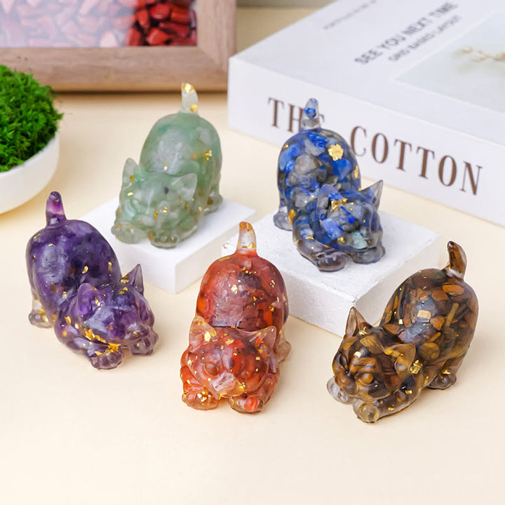 Decoración con gemas de gatito adorable de cristal epoxi Olivenorma