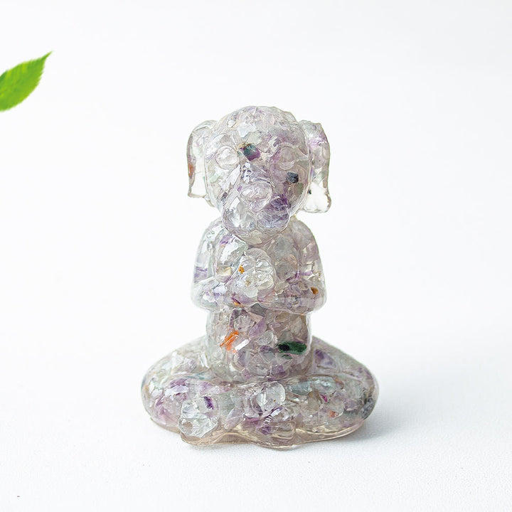 Decoración con piedras preciosas para perro de meditación zen de cristal epoxi Olivenorma