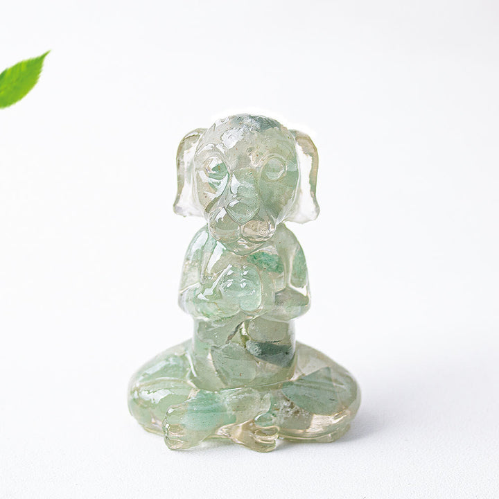 Decoración con piedras preciosas para perro de meditación zen de cristal epoxi Olivenorma