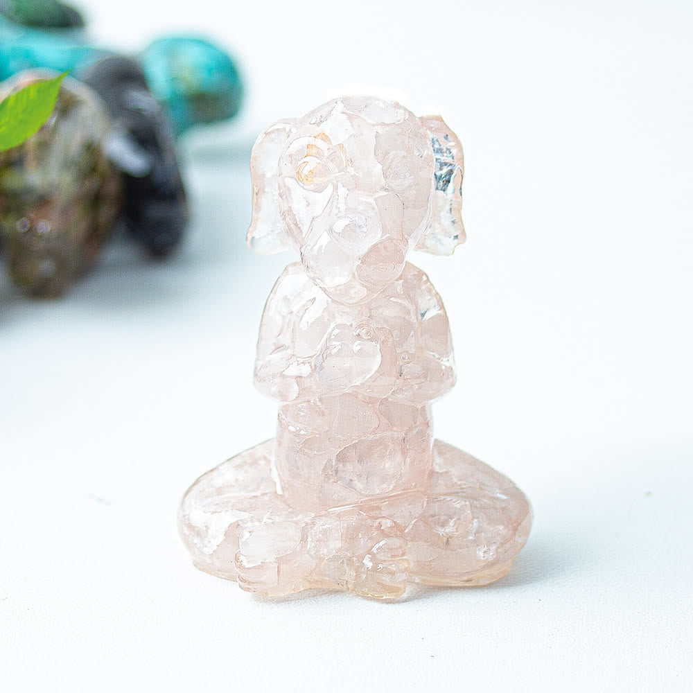 Decoración con piedras preciosas para perro de meditación zen de cristal epoxi Olivenorma