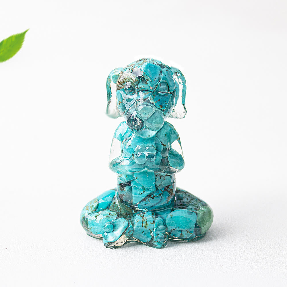 Decoración con piedras preciosas para perro de meditación zen de cristal epoxi Olivenorma