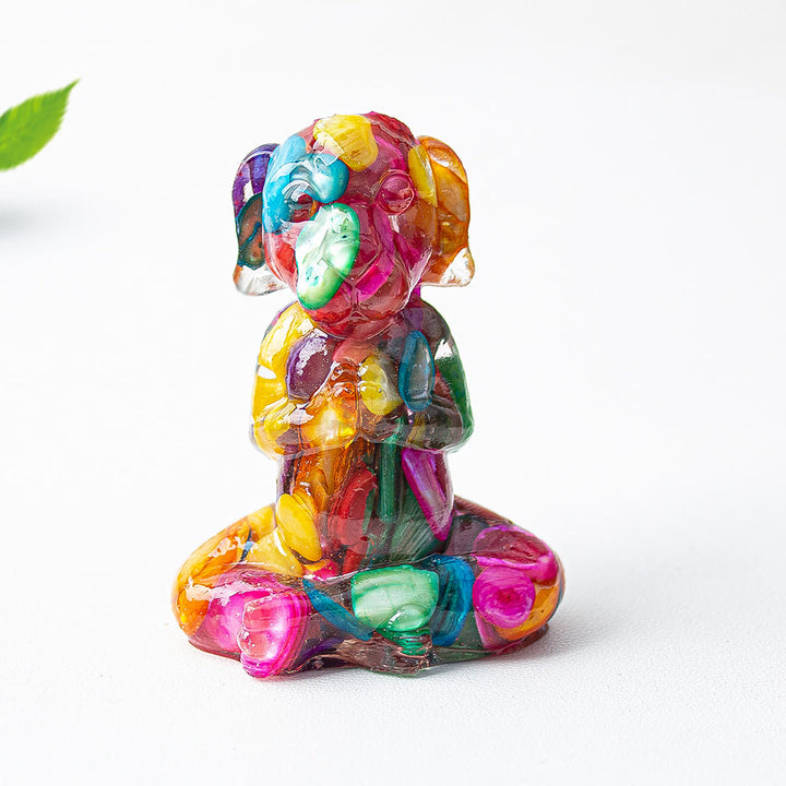 Decoración con piedras preciosas para perro de meditación zen de cristal epoxi Olivenorma