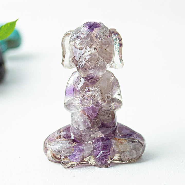 Decoración con piedras preciosas para perro de meditación zen de cristal epoxi Olivenorma