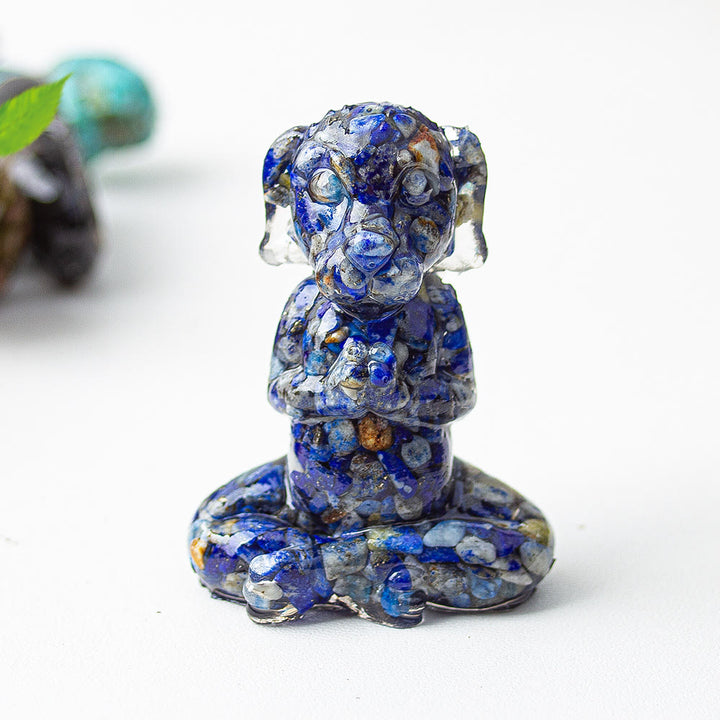 Decoración con piedras preciosas para perro de meditación zen de cristal epoxi Olivenorma