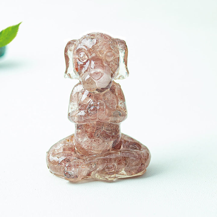 Decoración con piedras preciosas para perro de meditación zen de cristal epoxi Olivenorma
