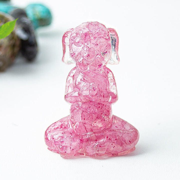 Decoración con piedras preciosas para perro de meditación zen de cristal epoxi Olivenorma