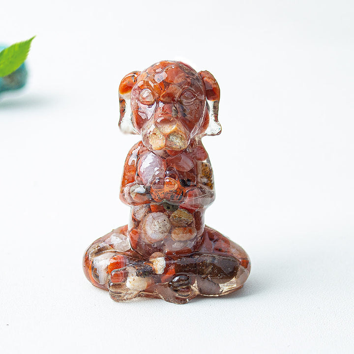 Decoración con piedras preciosas para perro de meditación zen de cristal epoxi Olivenorma