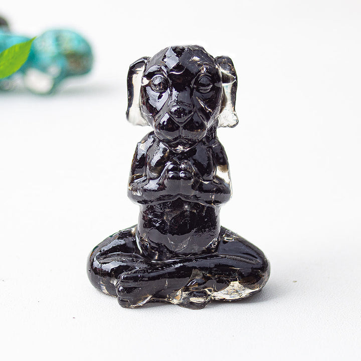 Decoración con piedras preciosas para perro de meditación zen de cristal epoxi Olivenorma