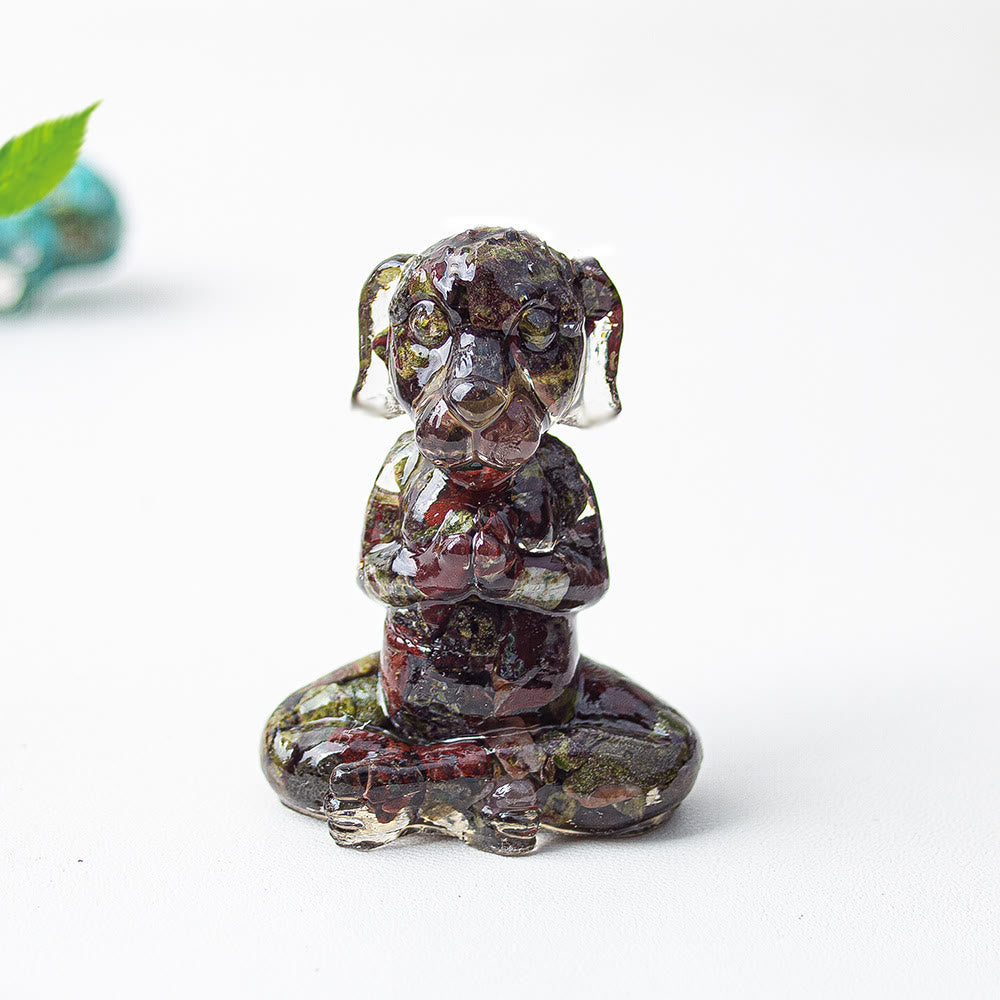 Decoración con piedras preciosas para perro de meditación zen de cristal epoxi Olivenorma