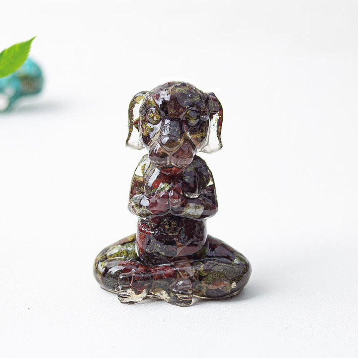 Decoración con piedras preciosas para perro de meditación zen de cristal epoxi Olivenorma