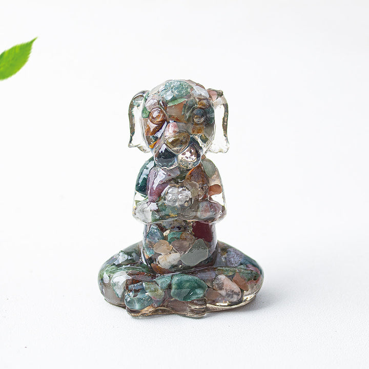 Decoración con piedras preciosas para perro de meditación zen de cristal epoxi Olivenorma