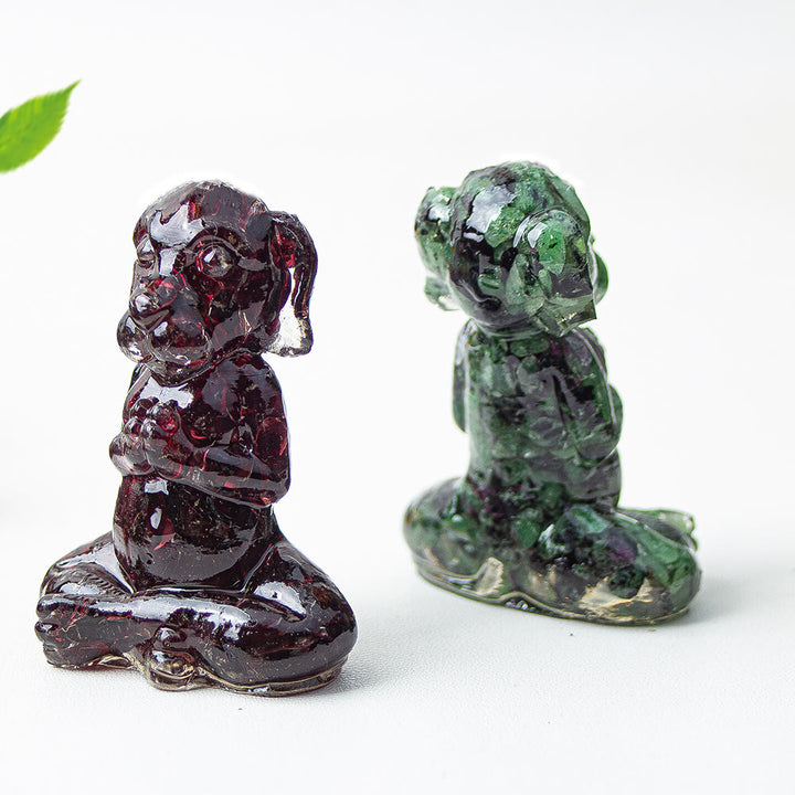 Decoración con piedras preciosas para perro de meditación zen de cristal epoxi Olivenorma