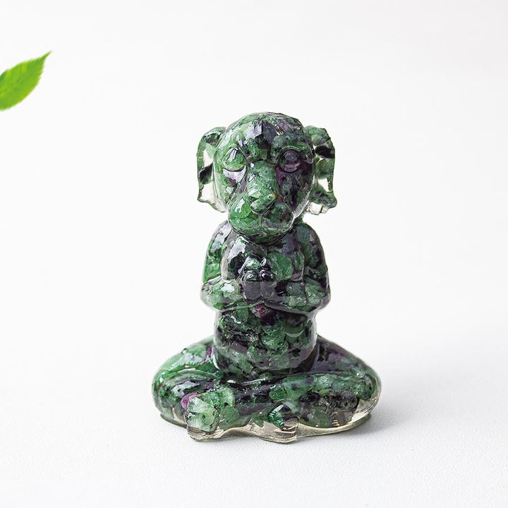Decoración con piedras preciosas para perro de meditación zen de cristal epoxi Olivenorma