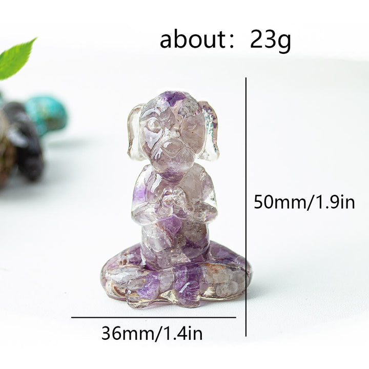 Decoración con piedras preciosas para perro de meditación zen de cristal epoxi Olivenorma