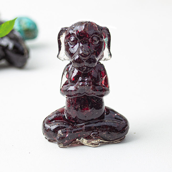 Decoración con piedras preciosas para perro de meditación zen de cristal epoxi Olivenorma