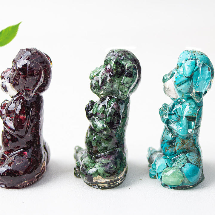 Decoración con piedras preciosas para perro de meditación zen de cristal epoxi Olivenorma