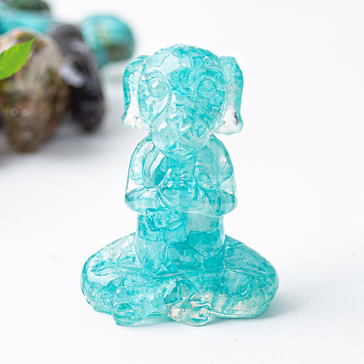 Decoración con piedras preciosas para perro de meditación zen de cristal epoxi Olivenorma