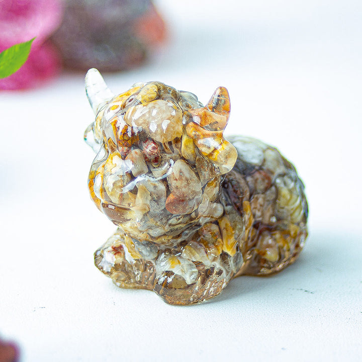 Decoración con piedras preciosas de ganado de las Tierras Altas de cristal epoxi Olivenorma