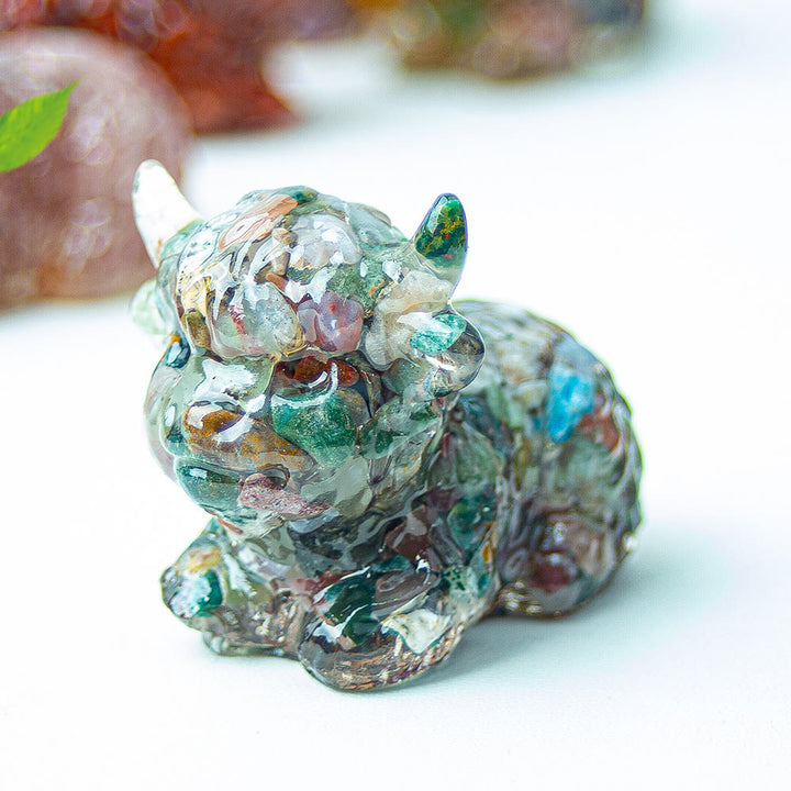 Decoración con piedras preciosas de ganado de las Tierras Altas de cristal epoxi Olivenorma