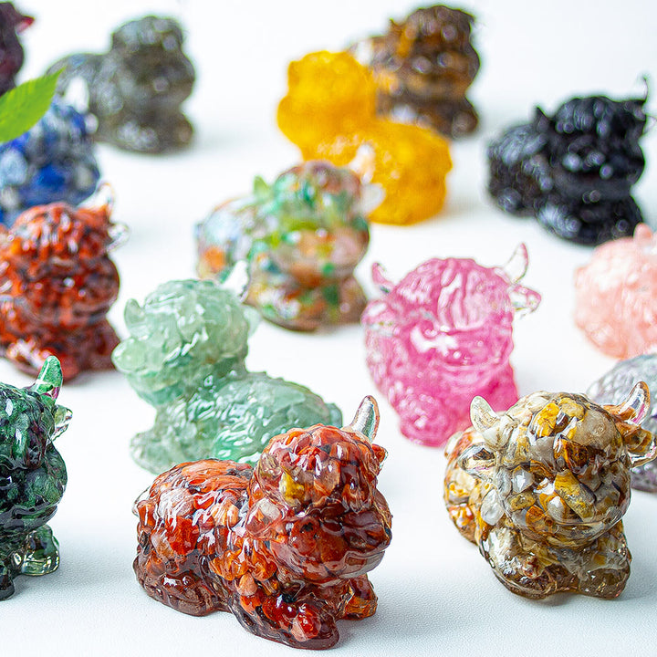 Decoración con piedras preciosas de ganado de las Tierras Altas de cristal epoxi Olivenorma