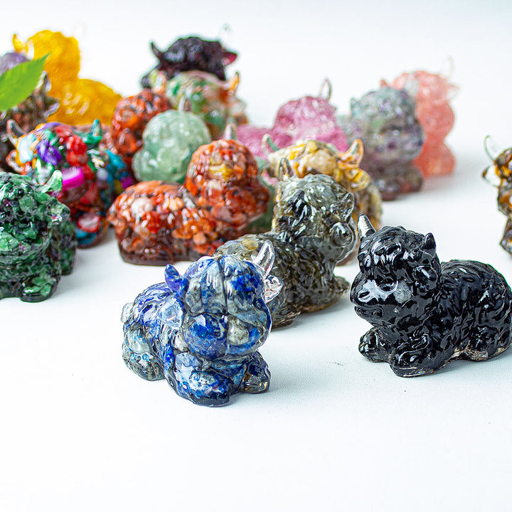Decoración con piedras preciosas de ganado de las Tierras Altas de cristal epoxi Olivenorma