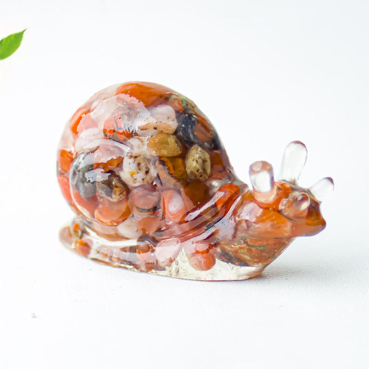 Decoración de piedras preciosas con caracoles de cristal epoxi de Olivenorma