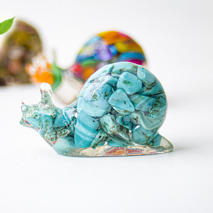 Decoración de piedras preciosas con caracoles de cristal epoxi de Olivenorma