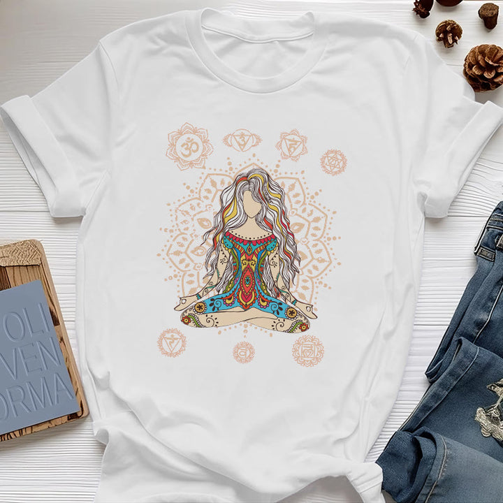 Camiseta de algodón de la Diosa Meditante Olivenorma