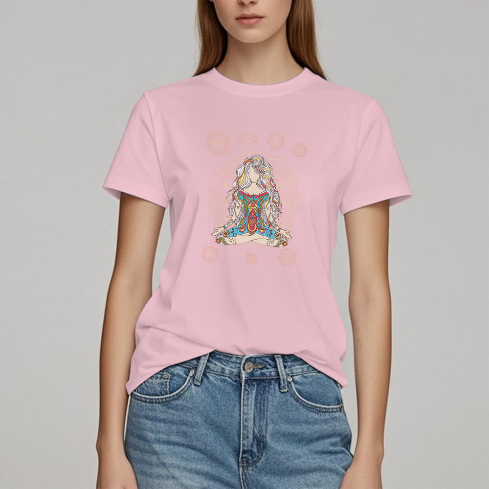 Camiseta de algodón de la Diosa Meditante Olivenorma