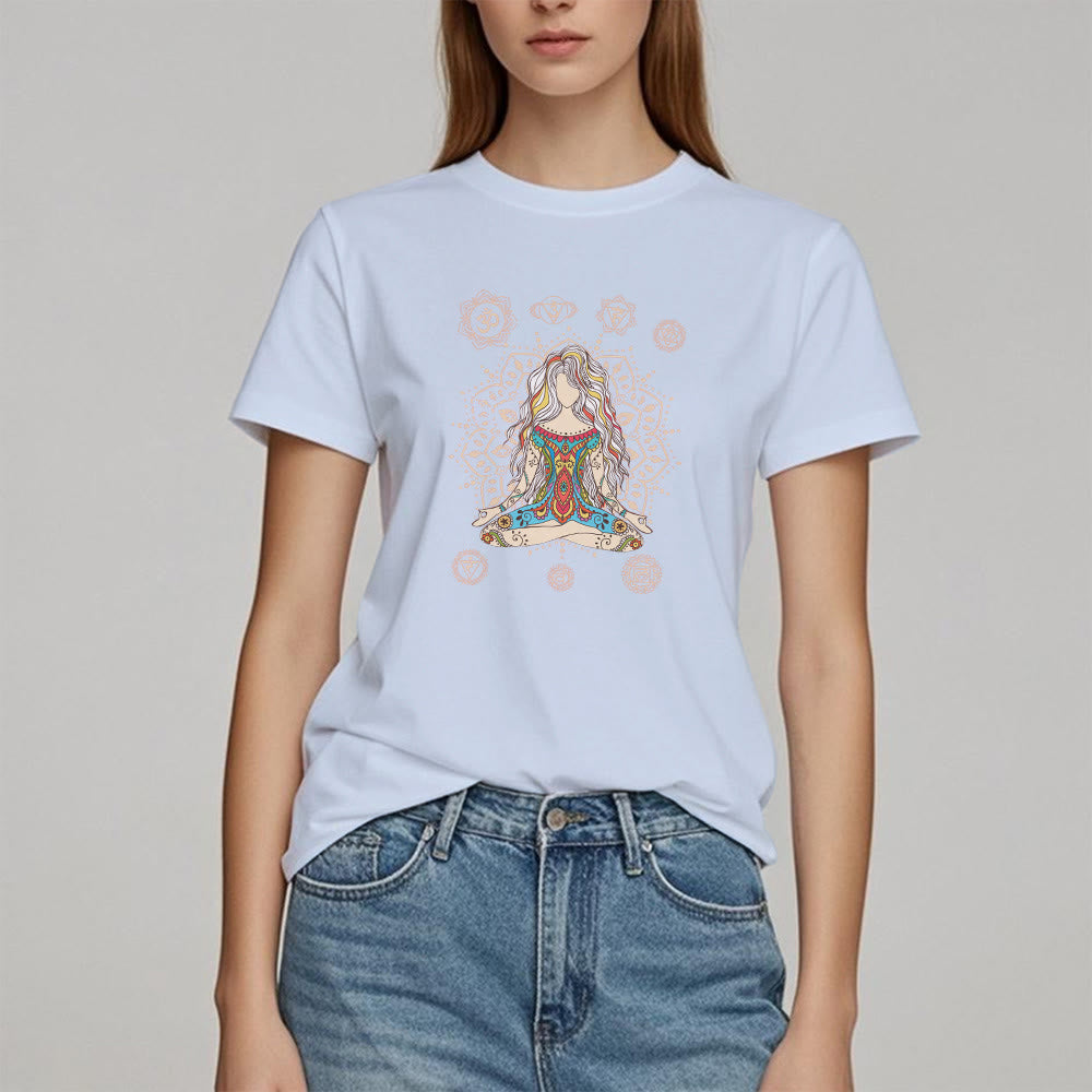 Camiseta de algodón de la Diosa Meditante Olivenorma
