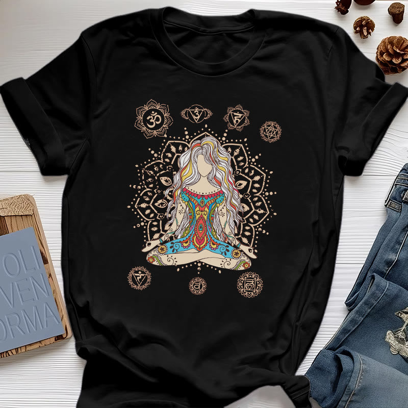 Camiseta de algodón de la Diosa Meditante Olivenorma