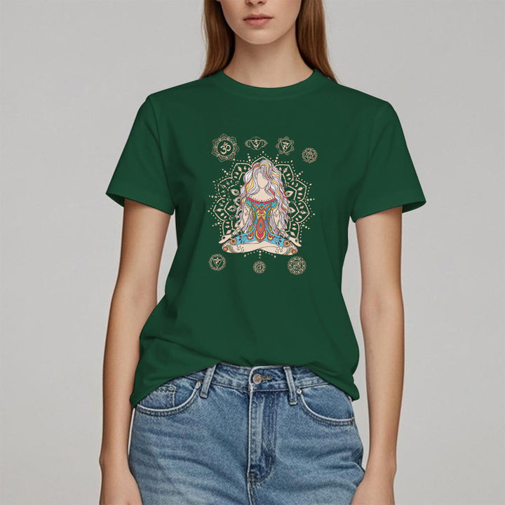 Camiseta de algodón de la Diosa Meditante Olivenorma