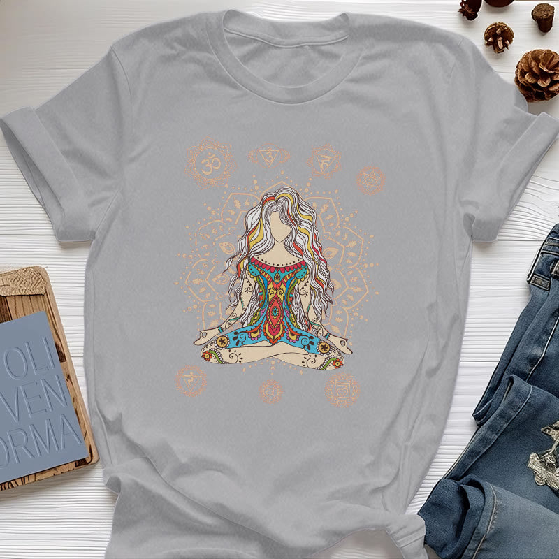 Camiseta de algodón de la Diosa Meditante Olivenorma