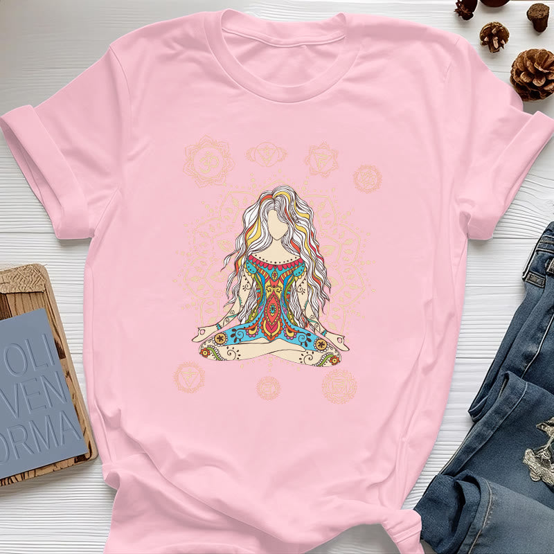 Camiseta de algodón de la Diosa Meditante Olivenorma