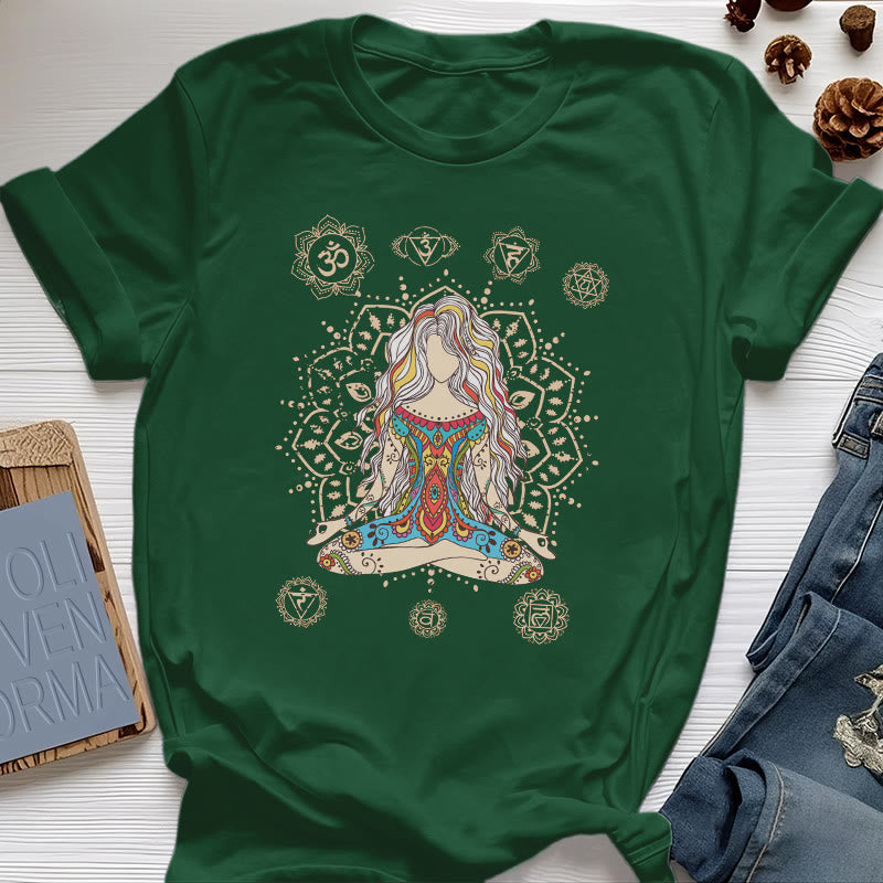 Camiseta de algodón de la Diosa Meditante Olivenorma