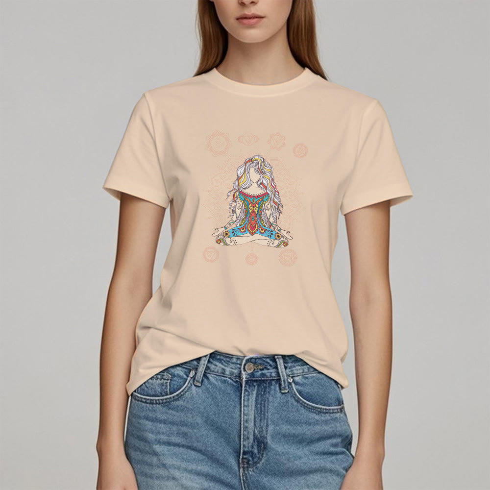 Camiseta de algodón de la Diosa Meditante Olivenorma